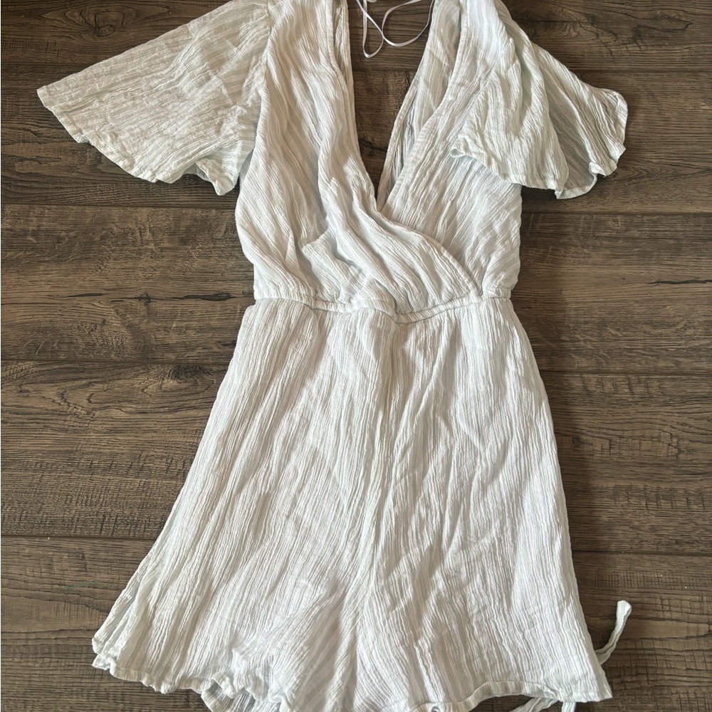 White Striped Wrap Dress